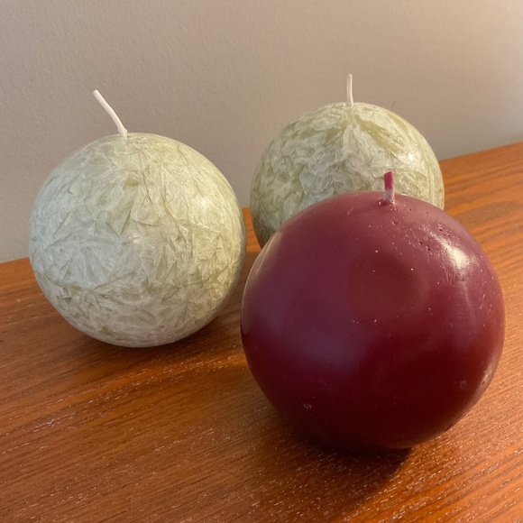 **Free with Purchase** Candles - Rustic Ball Candles - Set of 3 - Picture 1 of 12
